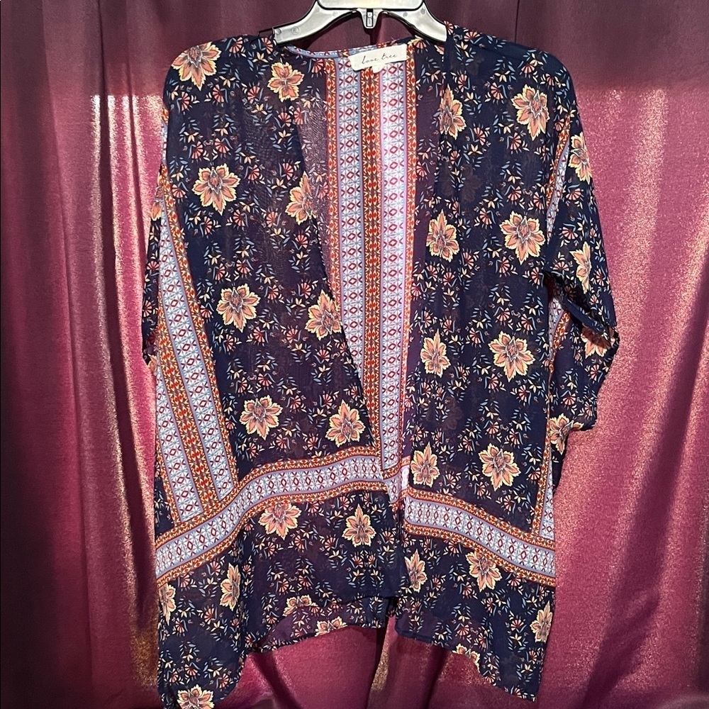 Love Tree Floral Kimono Open-Front Boho Top